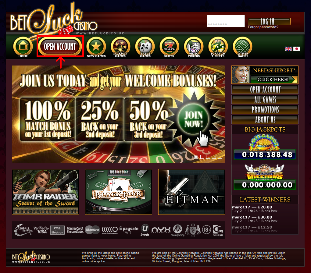 open casino account